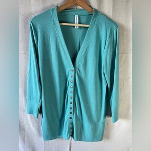 Turquoise Cardigan with Buttons